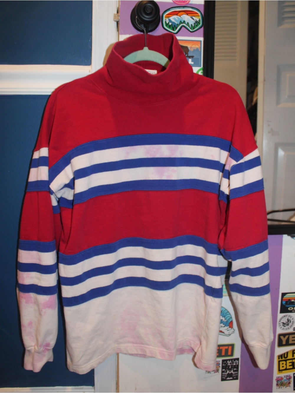 Vintage 90s John Ashford Colorblock Stripe Mockneck Sweater